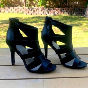 Black leather heels